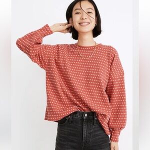 Madewell Floral Jacquard Puff-Sleeve Top in Vintage Dahlia, Size XS